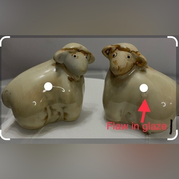 Whimsical Small Pottery Sheep Figurines Ewe Lamb Farmhouse Farm Animal Barnyard - Picture 8 of 8